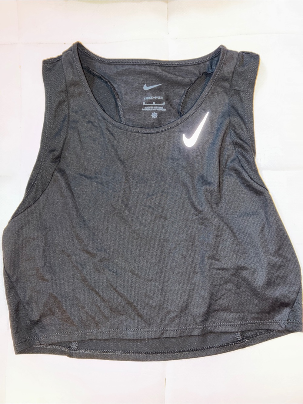 Nike Black Crop Athletic Tank with White Swoosh